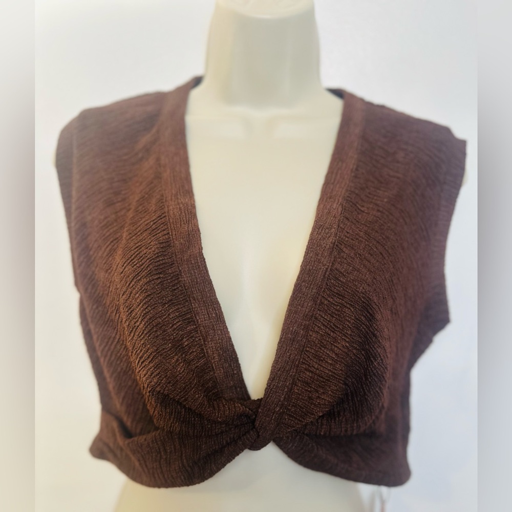 Elegant Brown V-Neck Sweater Vest